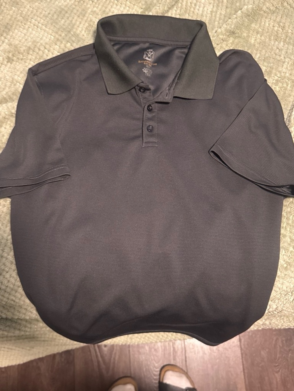 Men's Black Polo with Tonal Collar - Brand Unknown